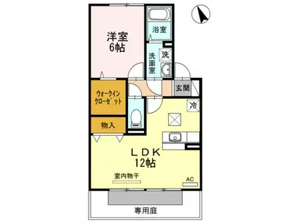 東一宮グリーンハイツII A棟(1LDK/1階)の間取り写真