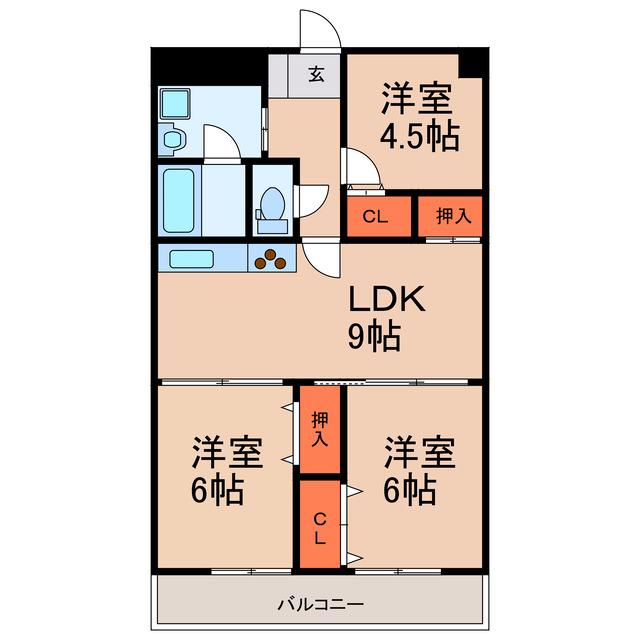 泉が丘ハイツ(3LDK/1階)の間取り写真