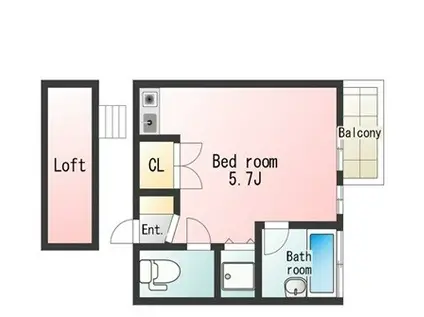 ピアチェーレ(1K/1階)の間取り写真