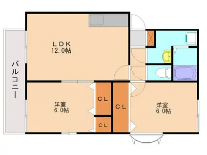 エクセル和白(2LDK/2階)の間取り写真