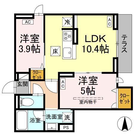 セレスティア上北沢(2LDK/1階)の間取り写真