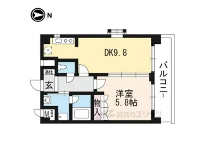 音羽ハイツ(1LDK/5階)の間取り写真