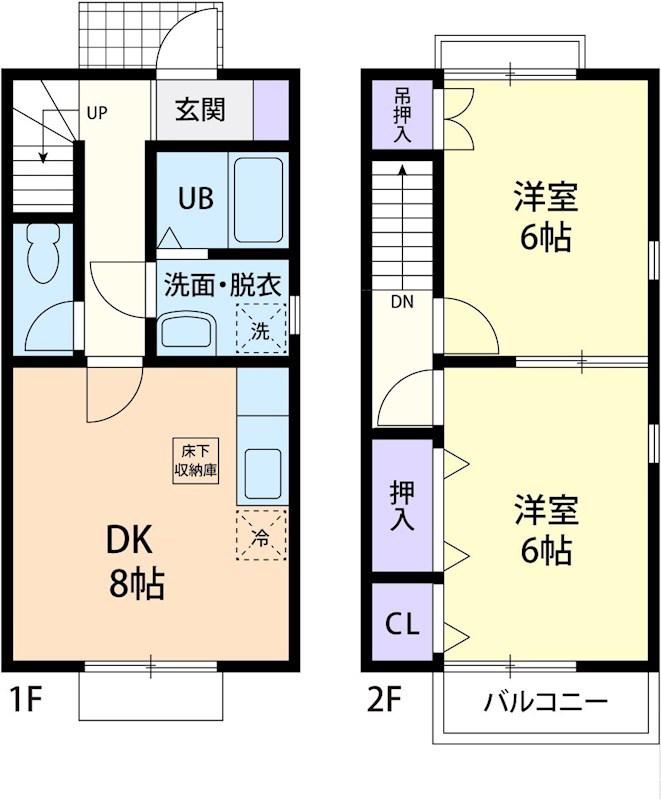 フォレストヒルB(2DK/1階)の間取り写真