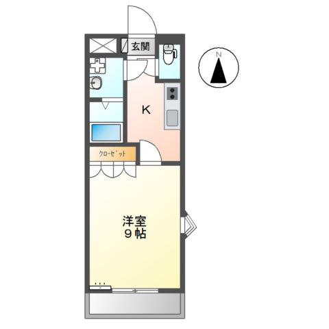 サンモール中島 A(1K/2階)の間取り写真