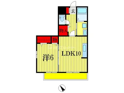 ロイヤルクレッセント西登戸 参(1LDK/1階)の間取り写真