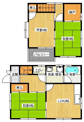 神辺サンハイム(3SDK/1階)の間取り写真