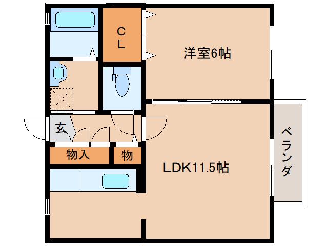 コンフォートメゾン八木(1LDK/2階)の間取り写真