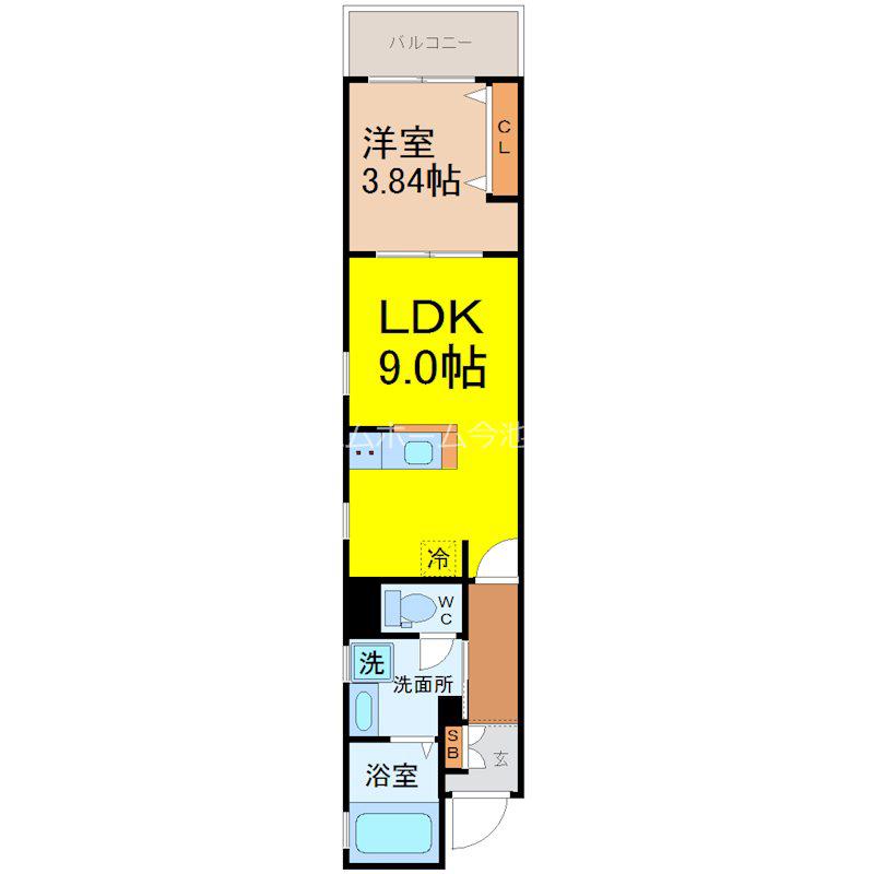 リーブルファイン本城町(1LDK/3階)の間取り写真