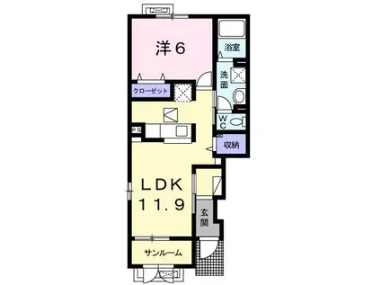エターナル(1LDK/1階)の間取り写真