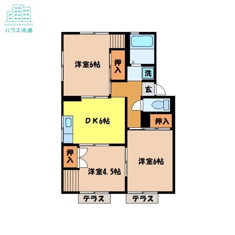 プレジール泉B(3DK/2階)の間取り写真