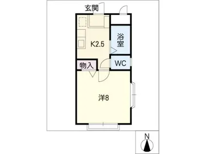 アムラックスII(1K/2階)の間取り写真
