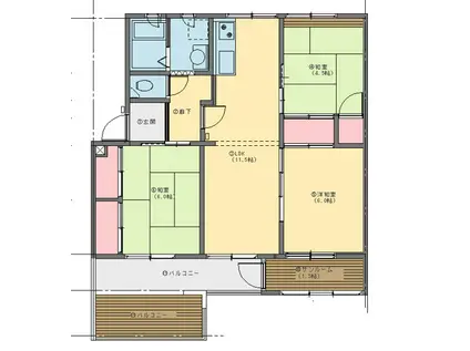 天白第一11棟(3LDK/4階)の間取り写真