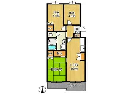 サンシャイン若葉台(3LDK/3階)の間取り写真