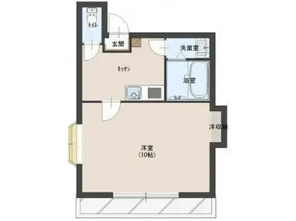 銀河ビル(1K/2階)の間取り写真