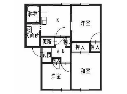 ハイツミラクル(3K/1階)の間取り写真