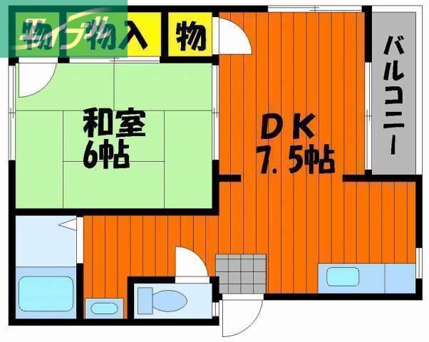 角南コーポ(1DK/2階)の間取り写真