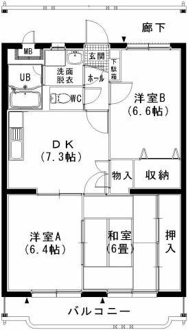 モンルポ(3DK/3階)の間取り写真