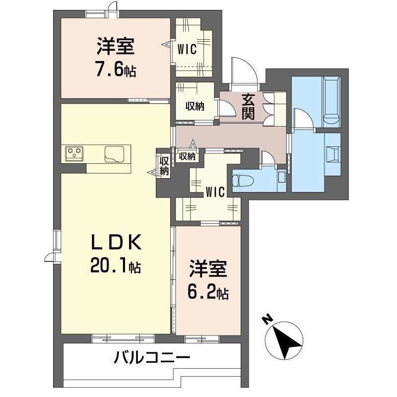グランゲート滝川(2LDK/4階)の間取り写真