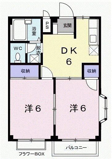 ルネッサンス立田(2DK/2階)の間取り写真