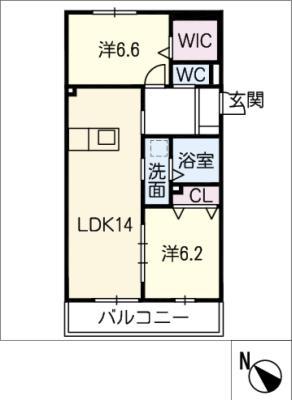 ソーニョ(2LDK/2階)の間取り写真