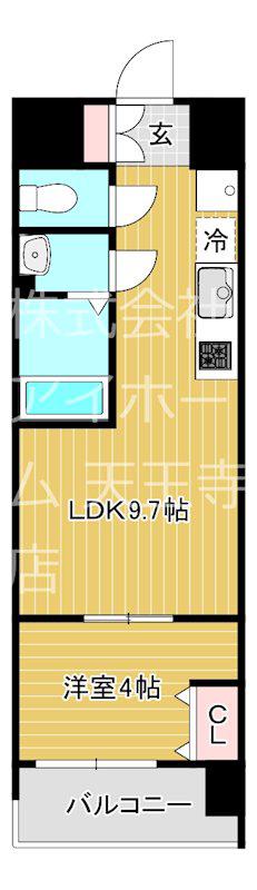 AND TERRACE 文の里(1LDK/7階)の間取り写真