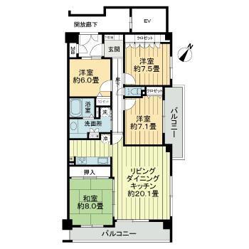 サーパス吹上(4LDK/5階)の間取り写真