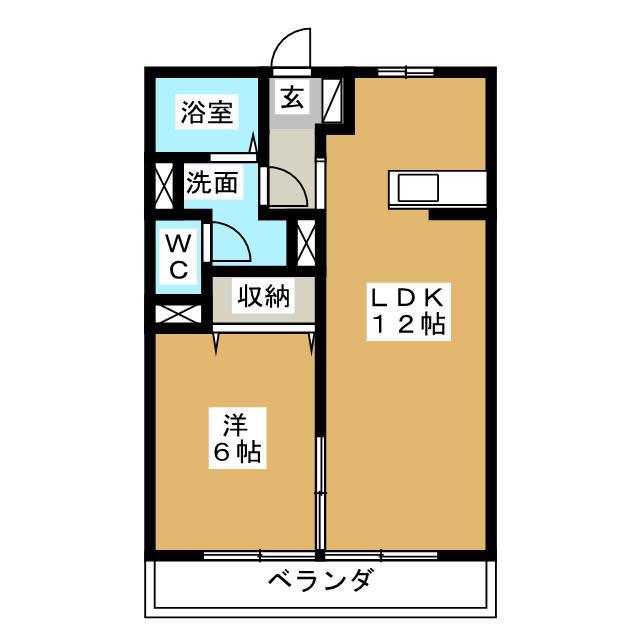 ヴィラーニヒルズ B(1LDK/2階)の間取り写真