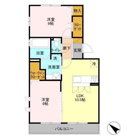 シャルマンドミール(2LDK/3階)の間取り写真
