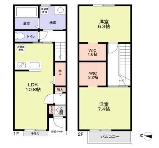 クレール(2LDK/2階)の間取り写真