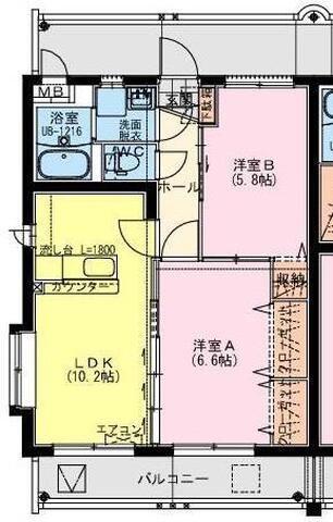 T・ONE(2LDK/1階)の間取り写真