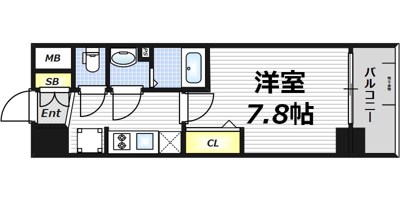 ララプレイス大阪福島プレッソ(1K/9階)の間取り写真