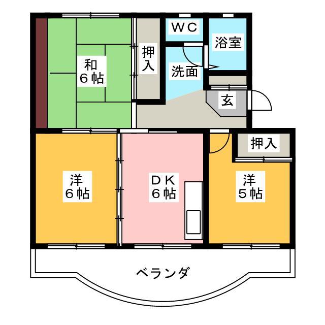 ビバレイユイ(3DK/2階)の間取り写真