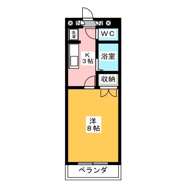 ユタカハイツ(1K/2階)の間取り写真