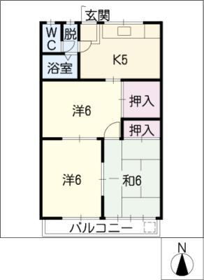 アネックス(3K/1階)の間取り写真