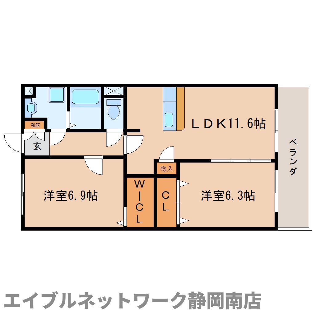 クレセントムーン(2LDK/1階)の間取り写真