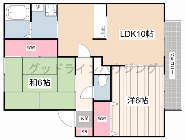 グランシャリオ(2LDK/1階)の間取り写真