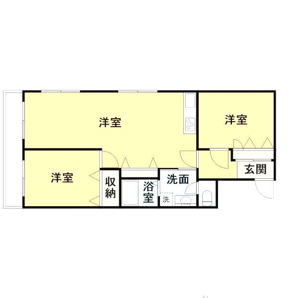 ポプラハウス(2LDK/2階)の間取り写真