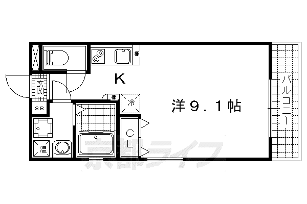 パークス京都東(1K/4階)の間取り写真