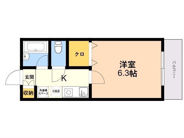 シティパレス福岡工大前(1K/1階)の間取り写真