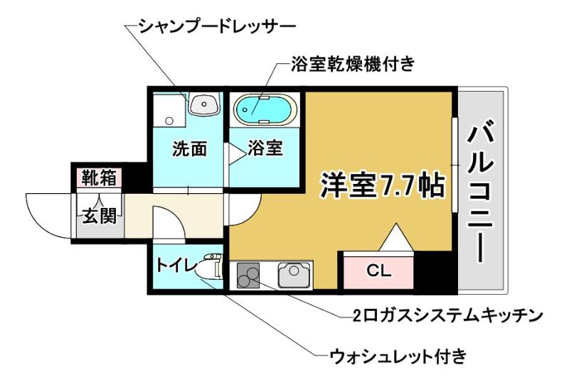 ONLYONEキセラ(ワンルーム/4階)の間取り写真