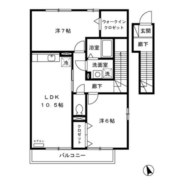 レヴール西船(2LDK/2階)の間取り写真