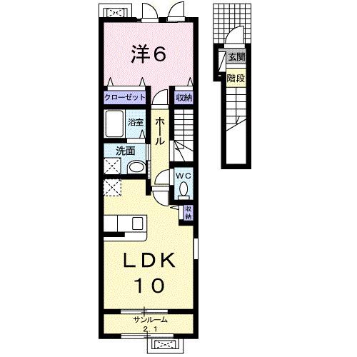 ベル・セゾン(1LDK/2階)の間取り写真