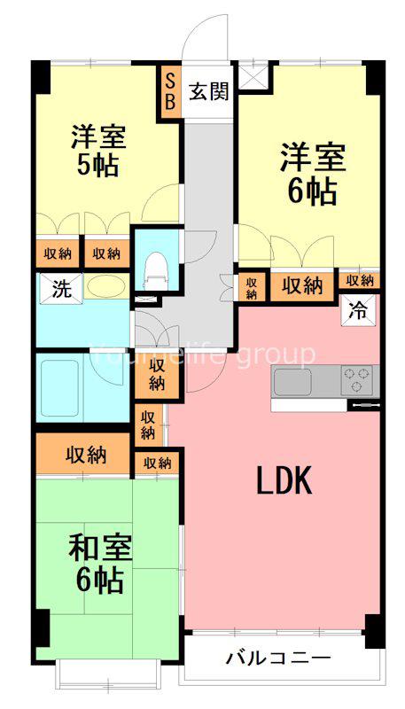 厚木・コアラマンション(3LDK/2階)の間取り写真