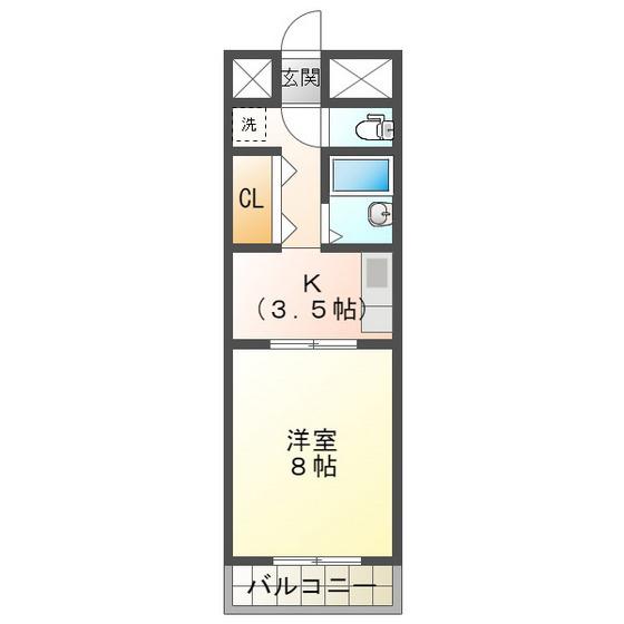 サンロイヤル大門(1K/4階)の間取り写真