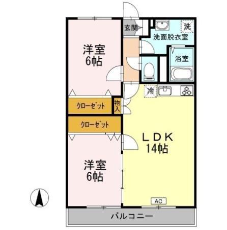 リバティ東観音(2LDK/1階)の間取り写真