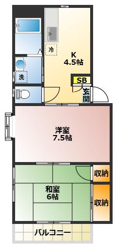 平和台ハイツ(2K/1階)の間取り写真