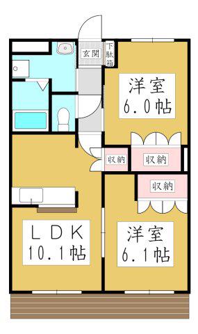 ガーデンヒルズNAKAYAMA壱番館(2LDK/1階)の間取り写真