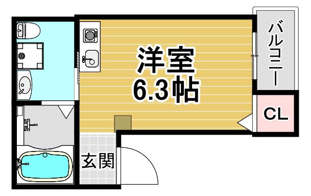 シナジーコート野田阪神(ワンルーム/2階)の間取り写真