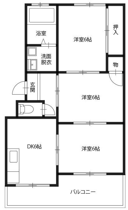 豊浜マンション(3DK/4階)の間取り写真