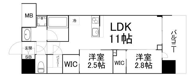 コンフォリア・リヴ淡路町一丁目(2LDK/15階)の間取り写真